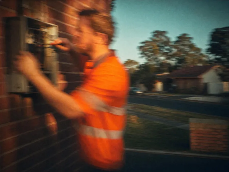 Electrician working at a meter box